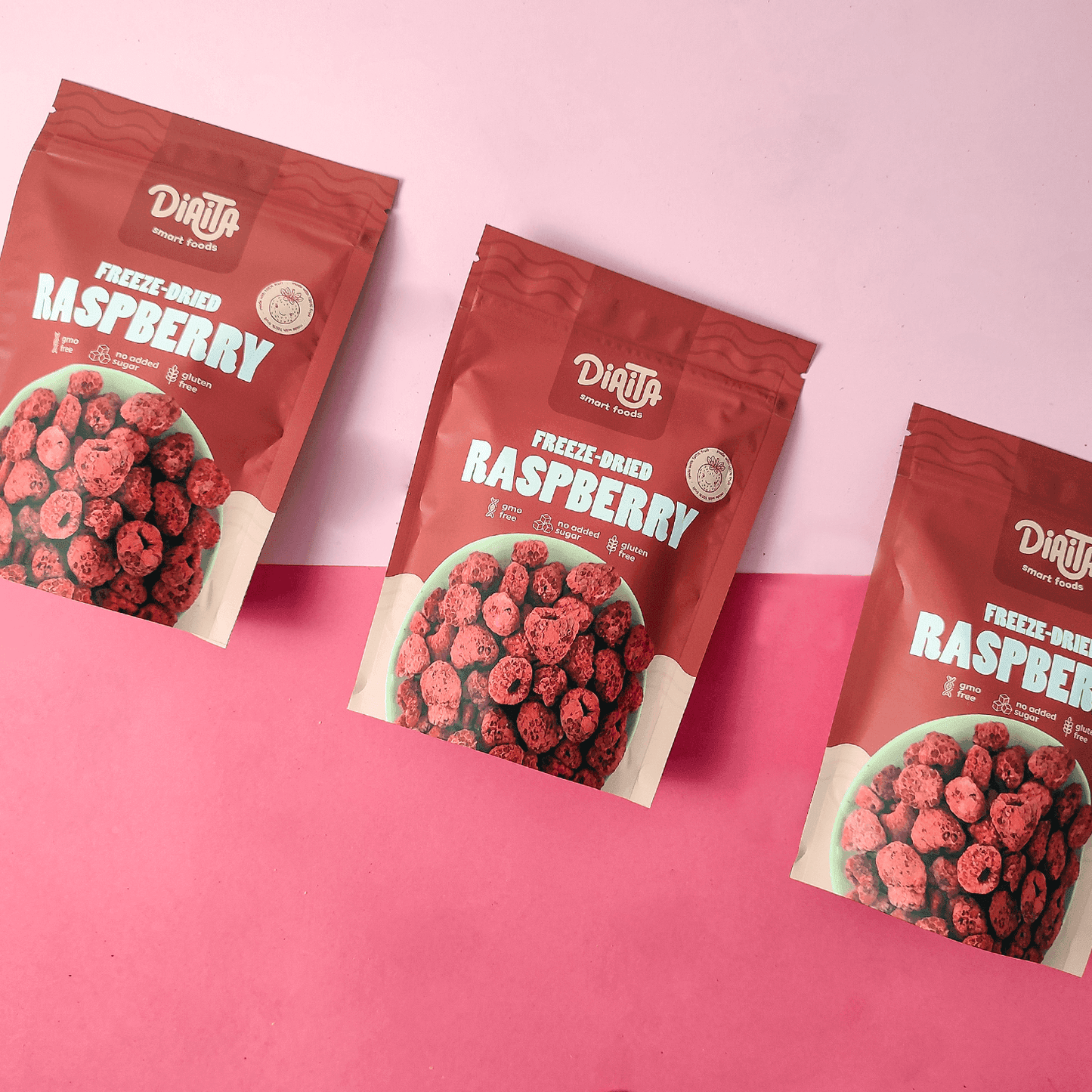 Gefriergetrocknete Himbeeren